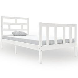 Maison Chic Lit Moderne Chambre - Cadre/structure de lit pour adulte Blanc Bois de pin massif 90x190 cm Simple -MN39815