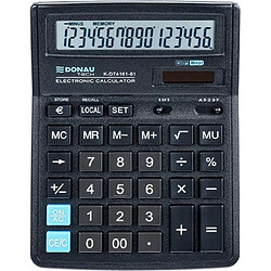 Calculatrice de Bureau DONAU Tech/K-DT4161-01 Fonction Racine à 16 Chiffres/ 199x153x31mm/ Couleur : Noir/Calculatrice avec Affichage à 16 Chiffres/Double Alimentation/ 5 Ans de Garantie