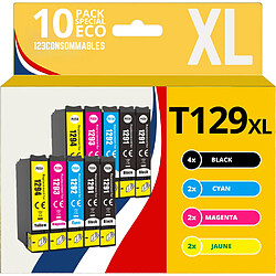 123CONSOMMABLES - T1295 - Pack 10 Cartouches compatibles avec EPSON T1295 XL pour Epson Stylus SX525WD SX535WD SX425W SX230W SX235W Stylus Office BX635FWD BX305FW Workforce WF-3520