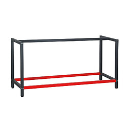 Helloshop26 Pied établi 175 cm acier anthracite rouge support bureau emballage atelier 16_0002510