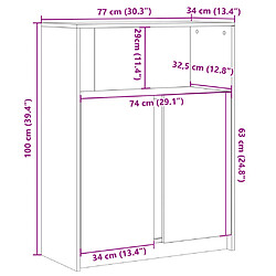 vidaXL Buffet avec LED gris béton 77x34x100 cm bois d'ingénierie pas cher