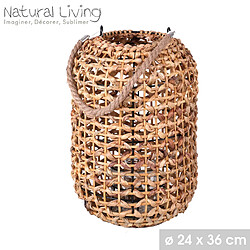 Urban Living Lanterne ethnique en rotin Natural Living - H. 36 cm - Beige pas cher