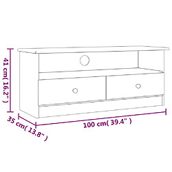 vidaXL Meuble TV et tiroirs ALTA blanc 100x35x41 cm bois massif de pin pas cher