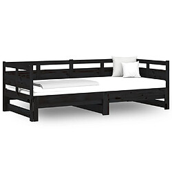 vidaXL Lit coulissant sans matelas noir 2x(90x200) cm