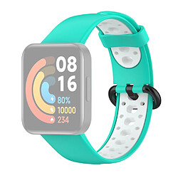 Bracelet en silicone bicolore, sangle respirante, cyan/blanc pour votre Xiaomi Redmi Watch 2