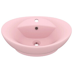 vidaXL Lavabo ovale de luxe à trop-plein Rose mat 58,5x39 cm Céramique