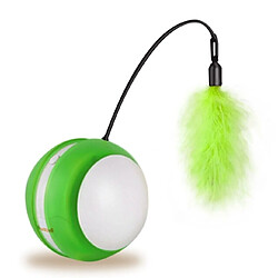 Universal Jouet de chat interactif, boule plus plume, mode de fonctionnement irrégulier, flash LED, flash amusant, son diversifié, couleur, matériau de sécurité | Jouet de chat (vert)