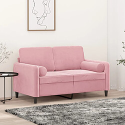 vidaXL Canapé 2 places avec oreillers décoratifs rose 120 cm velours