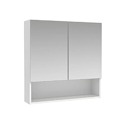 Avis Vente-Unique Armoire murale de salle de bain avec miroir et niche - Blanc - ZUMPA