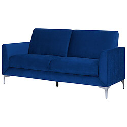 Acheter Beliani Ensemble canapés et fauteuil en velours bleu marine 6 places FENES