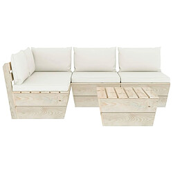 Avis Maison Chic Salon de jardin palette 5 pcs avec coussins - Table et chaises d'extérieur - Mobilier/Meubles de jardin Moderne épicéa imprégné -MN76435