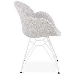 Avis Alterego Chaise moderne 'ATOL' en tissu gris clair avec pieds en métal blanc