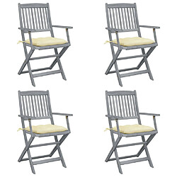 Maison Chic Lot de 4 Chaises pliables d'extérieur avec coussins | chaises de jardin | Fauteuil Relax Bois d'acacia -GKD39449