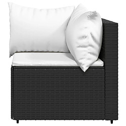 Acheter vidaXL Salon de jardin 4 pcs avec coussins Noir Résine tressée