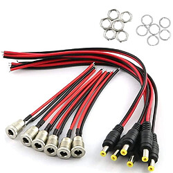 12V DC d'alimentation Connecteur Mâle/Femelle, DC Pigtail Cable,5.5mm x 2.1mm Connecteur DC pour Vidéo Surveiller CCTV Caméra Câble LED Strip Light 2,1 x 5,5 mm