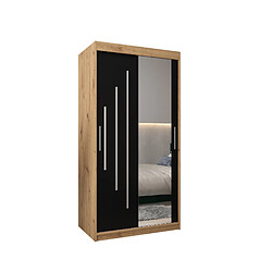 Abiks Meble Armoire YORK 2 À Portes Coulissantes 200/100/62 2 Portes (Artisan/Noir)