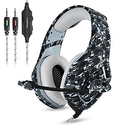 Wewoo Casque gris pour PS4, Smartphone, Tablette, PC, Ordinateur Portable Deep Bass Bruit Annulation Camouflage Gaming Headphone avec Microphone