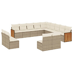 vidaXL Salon de jardin avec coussins 13 pcs beige résine tressée