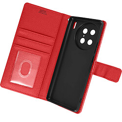 Avizar Housse pour Vivo X90 Pro support vidéo portefeuille simili cuir Rouge