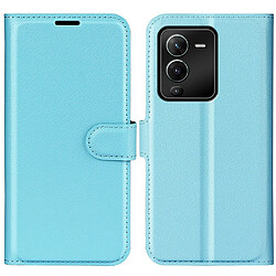 Etui en PU texture litchi, fermoir magnétique avec support pour votre Vivo S15 Pro 5G/V25 Pro 5G - bleu