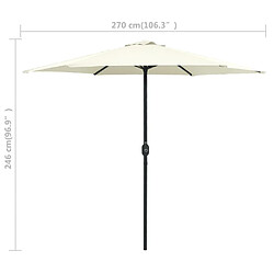 vidaXL Parasol de jardin et mât en aluminium 270x246 cm Blanc sable pas cher