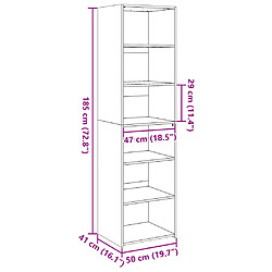 vidaXL Buffet haut chêne fumé 50x41x185 cm bois d'ingénierie pas cher