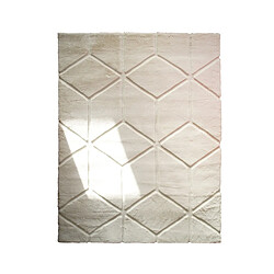 Thedecofactory CONFORTABLE CUBES - Tapis à relief cubes extra-doux blanc 160x230