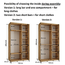 Abiks Meble Armoire DAVOS 4 À Portes Coulissantes 235,2/130/45 2 Portes pas cher