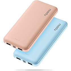 SANAG Lot De 2 Chargeurs Portables 10 000 Mah, Double Usb 2,4 A Avec Entrée/Sortie De Type C, Compatible Avec Iphone, Samsung, Huawei, Ipad, Et Plus Encore (Bleu Crème Et Rose Champagne)