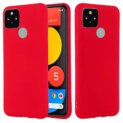 Coque en silicone Liquide de couleur unie bien protégé avec sangle rouge pour votre Google Pixel 5a 5G