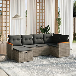 vidaXL Salon de jardin 6 pcs avec coussins gris résine tressée