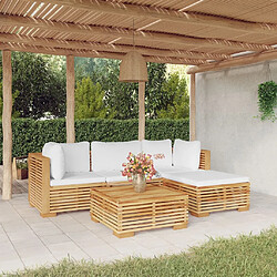 Maison Chic Salon de jardin 5 pcs + coussins - Mobilier/Meubles de jardin - Table et chaises d'extérieur Bois de teck solide -MN23213