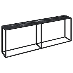 vidaXL Table console Marbre noir 220x35x75,5 cm Verre trempé