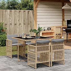 vidaXL Ensemble à manger de jardin coussins 5 pcs mélange beige rotin