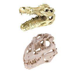 2 / Pack Reptile Décoration Boîte de Terrarium Paysager Crâne Crocodile en Résine