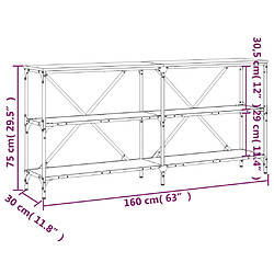 vidaXL Table console chêne fumé 160x30x75 cm bois d'ingénierie et fer pas cher