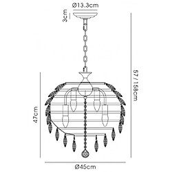 Luminaire Center Suspension Coniston Or français 6 ampoules 57cm