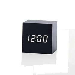 Wewoo Réveils Multicolore Sons Contrôle En Bois Horloge Moderne Numérique LED Bureau Réveil Thermomètre Minuterie Noir Blanc