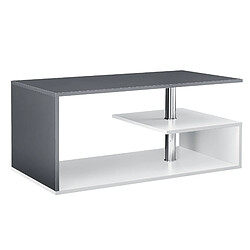 Table Basse Haarlem 90 x 50 x 41 cm Blanc Gris foncé [en.casa]