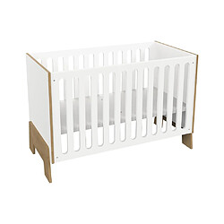 Vente-Unique Lit bébé 60 x 120 cm - MDF - Blanc et naturel - BERUVO