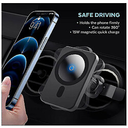 Chrono Chargeur de voiture magnétique sans fil, support de téléphone à évent à charge rapide 15 W compatible avec iPhone 12/12 Mini/12 Pro/12 Pro Max, chargeur de voiture à serrage automatique pour téléphone portable pour boîtier magnétique/magnétique uniquement