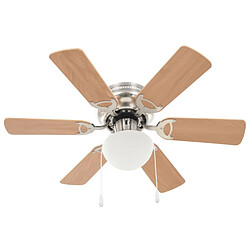 Avis vidaXL Ventilateur de plafond orné avec lumière 82 cm Marron clair