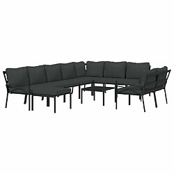 Avis Maison Chic Salon de jardin 11pcs + coussins - Mobilier/Meubles de jardin - Table et chaises d'extérieur gris acier -MN61568