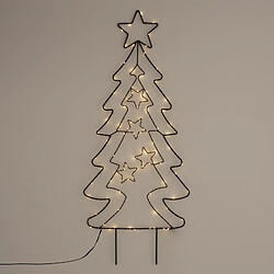 ECD Germany Sapin de Noël á LED 87 cm, 90 LEDs, Blanc Chaud, avec Minuterie 6 Heures, Fonctionne sur Piles, pour Intérieur/Extérieur, Décoration de Noël pour Maison/Jardin, Ornements Arbre Illuminé pas cher