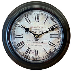 Avis L'Héritier Du Temps Horloge Murale en Fer Noir avec Vitre en Plexiglass Pendule de Cuisine Cheval Noir Saint Emilion 4x21x21cm