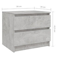 vidaXL Tables de chevet 2 pcs Gris béton 50x39x43,5 cm Aggloméré pas cher