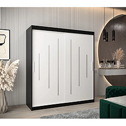 Abiks Meble Armoire YORK À Portes Coulissantes 200/180/62 2 Portes (Noir/Blanc)