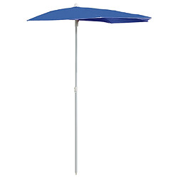 vidaXL Demi-parasol de jardin avec mât 180x90 cm bleu azuré