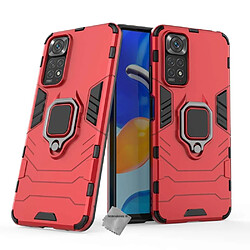 Htdmobiles Coque rigide anti choc pour Xiaomi Redmi Note 11 4G / Redmi Note 11S + film ecran - ROUGE