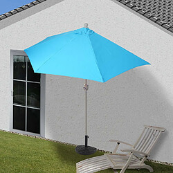 Avis Decoshop26 Parasol demi-rond balcon terrasse UV 50+ polyester/aluminium 3kg 270cm turquoise avec pied 04_0003828